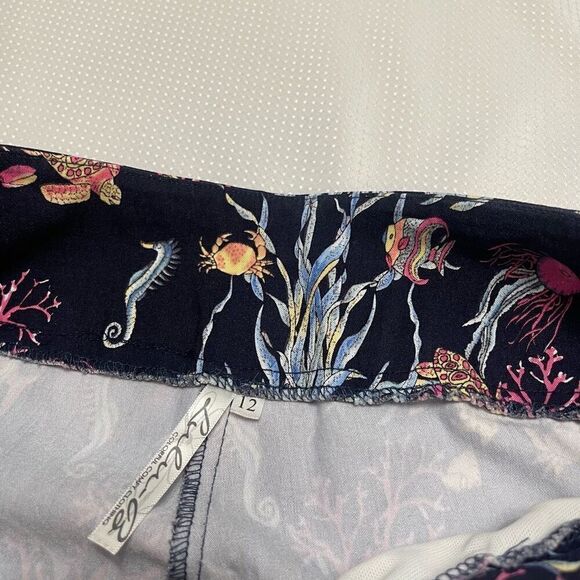 Lulu B Navy Blue Tropical Fish Capri Size 12 - Picture 3 of 8